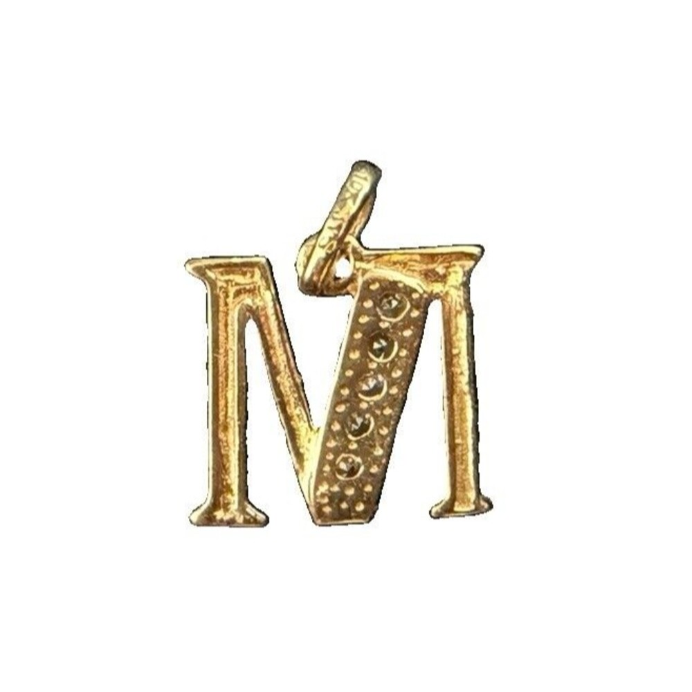 10K Real Solid Gold Letter M Initial Pendant Charm, Alphabet/Letter Theme .4g